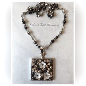 Black & Silver Floral Statement Necklace